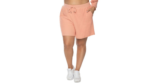 Black Tape Trendy Plus Size Cotton Ribbed Drawstring Shorts
